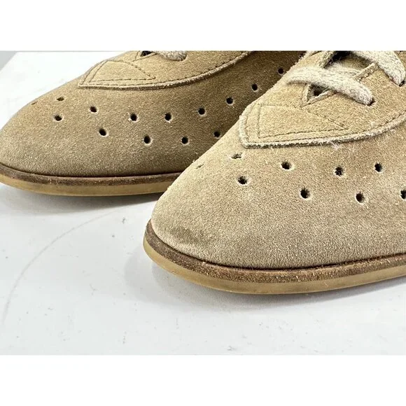 Bottega Veneta Perforated Tan Suede Oxdors Size 44/11-USA